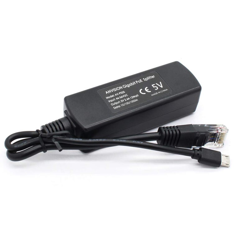 ANVISION 4-Pack Gigabit PoE Splitter, 48V to 5V 2.4A Micro USB Ethernet Adapter, Compatible with Raspberry Pi 3B+, IP Camera and More - Image 3